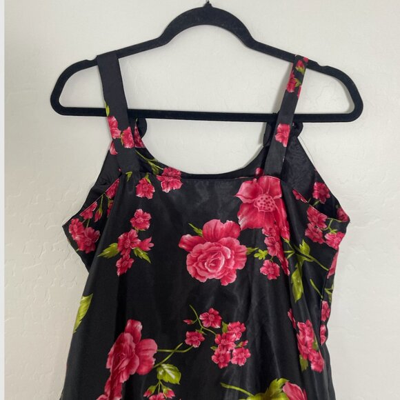 Floral Applique Night Time Gown Lounge Hipster Boho Girly Artsy Slip Mini Dress - Picture 5 of 7